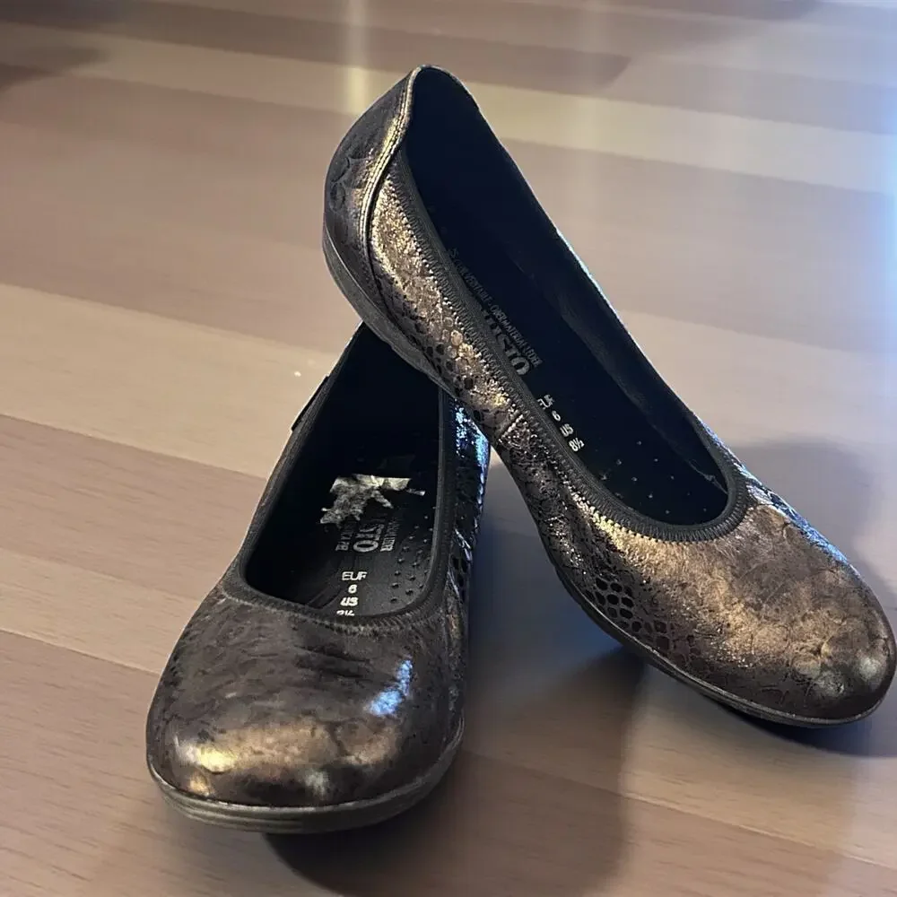 Mephisto Emilie Brown Bronze Velvet Leather Ballet Flats Comfort Shoes US 8.5